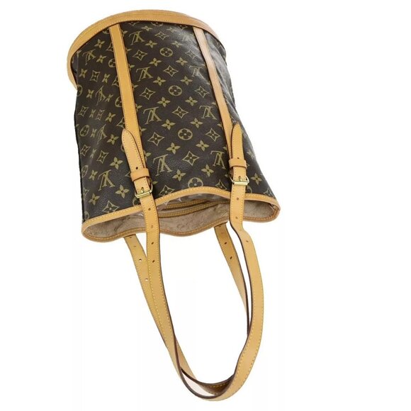LOUIS VUITTON BUCKET GM Shoulder Tote Bag Monogram Leather Brown - Picture 10 of 16